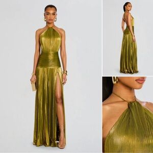 Elegant Gold Halter Maxi Dress